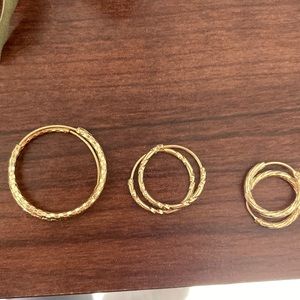 3 Sets of Gold Hoops
